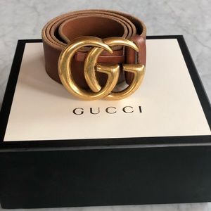 Gucci Leather Belt with Double G buckle